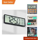 Praktische 15'' Digitale Wanduhr – Automatische Sommerzeit & Schlummerfunktion