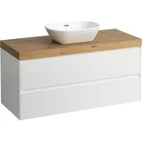 Laufen LANI Waschtischplatte wildeiche inklusive Unterschrank, 1 Ausschnitt mittig, 1185x495x580mm, H4065711122601, Farbe: Weiß matt
