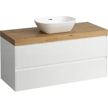 Laufen LANI Waschtischplatte wildeiche inklusive Unterschrank, 1 Ausschnitt mittig, 1185x495x580mm, H4065711122601, Farbe: Weiß matt