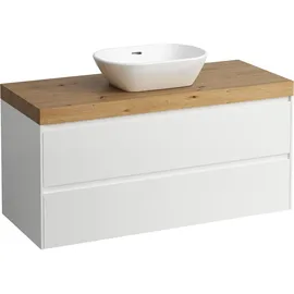 Laufen LANI Waschtischplatte wildeiche inklusive Unterschrank, 1 Ausschnitt mittig, 1185x495x580mm, H4065711122601, Farbe: Weiß matt