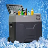 Homcom Tragbare Kühl- Und Gefrierbox, Kompressorkühler, Elektrischer Kühler, Kühlleistung -20 °c, 50 L, 12 V Und 230 V, Zigarettenanzünderstecker + Adapter Inklusive, Grau/schwarz