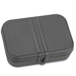 Koziol Lunchbox PASCAL L mit Trennsteg, spülmaschinengeeinget, Praktische Brotdose für die Schule oder die Arbeit, Farbe: dunkelgrau