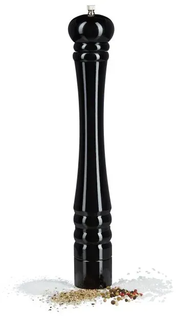 Relaxdays 2x Pfeffermühle Holz, schwarz Schwarz,Silber