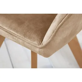 Riess-Ambiente Drehbarer Stuhl LIVORNO champagner greige Samt Buchenholz Esszimmerstuhl Küchenstuhl