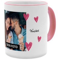 PhotoFancy® - Fototasse 'Herzen' - Personalisierte Tasse mit eigenem Foto - Rosa - Layout Herzen
