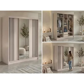 MKS Schiebetürenschrank DIANA 180 x 216 x 61 cm Kaschmir/Schwarz