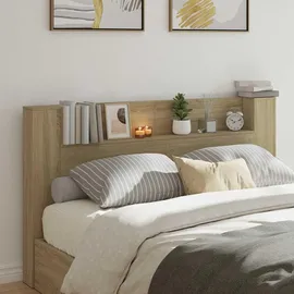 vidaXL Kopfteil-Schrank mit LED mit Regal Sonoma 180 x 16,5 x 103,5 cm