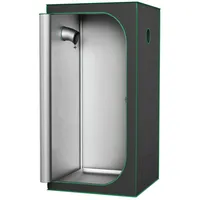 TRMLBE Growzelt 100x100x200 cm Gewächshaus Grow Tent mit Reflektierende Mylar Growzelt aus 600D Oxford-Stoff + PE + Metallrohr Anbauzelt Indoor, f... - Schwarz