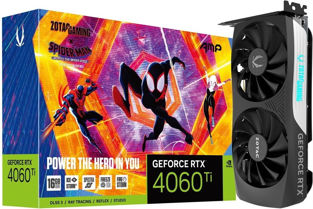 Zotac Gaming GeForce RTX 4060 Ti 16GB AMP Spider-Man: Across the Spider-Verse Inspired Bundle