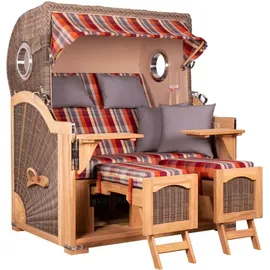 Mr. Deko Strandkorb Düne Grande Bullauge Teak PE Grey Dessin 584