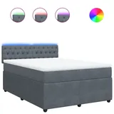 vidaXL Boxspringbett mit Matratze Dunkelgrau 140x200 cm Samt