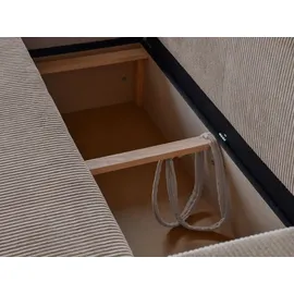 beautysofa Ecksofa HEKTOR poso2 Dunkelbeige , Breite der Ottomane 70 cm, mit Schlaffunktion - Beige