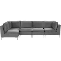 Modulares 5-Sitzer Ecksofa Samtstoff Grau rechtsseitig Metallbeine Modern Evja