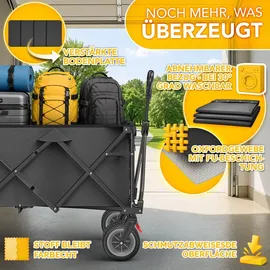 TRESKO Bollerwagen faltbar 300L mit Bremse schwarz