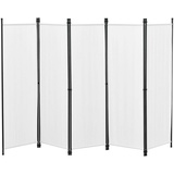 [en.casa]® Raumteiler Huesca 5-teilig 250x171cm Paravent Trennwand 5-TLG. Sichtschutz Stellwand Spanische Wand Weiß