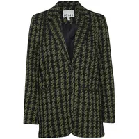 ICHI IHKATE Houndstooth Oversize BL Damen Blazer Jackenblazer 59% Polyester, 39% Viskose, 2% Elasthan Loose fit, Größe:L, Farbe:Parrot Green Houndstooth (202720) - L