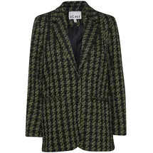 ICHI IHKATE Houndstooth Oversize BL Damen Blazer Jackenblazer 59% Polyester, 39% Viskose, 2% Elasthan Loose fit, Größe:L, Farbe:Parrot Green Houndstooth (202720) - L