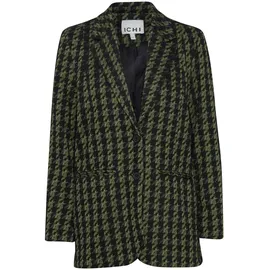 ICHI IHKATE Houndstooth Oversize BL Damen Blazer Jackenblazer 59% Polyester, 39% Viskose, 2% Elasthan Loose fit, Größe:L, Farbe:Parrot Green Houndstooth (202720) - L