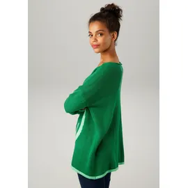 Aniston CASUAL Strickpullover mit eingestricktem Smiley Grün 32/34