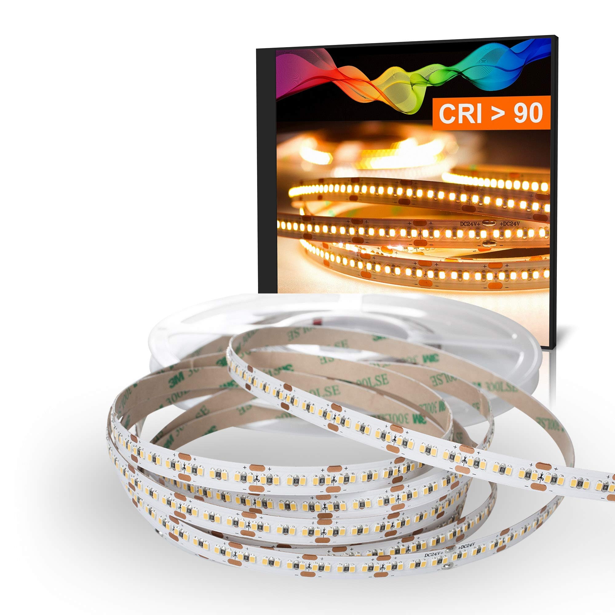 Mextronic LED Streifen LED Band LED Strip 2216 Warmweiß (2700K) CRI 90 90W 5 Meter 24V IP20