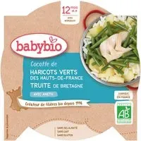 Babybio COCOTTE DE HARICOTS VERTS DES HAUTS-DE-FRANCE TRUITE BRETAGNE À L'ANETH dès 12 mois Aliment 230 g