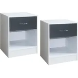 Hti-Living Nachtschrank Thekla 2er Set 2 x 40 x 29,7 cm Grau/Weiß