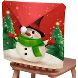 Hixingo Weihnachten Stuhlhussen 2 4 6 8 er Set,Grün Weihnachten Stretch Stuhlhussen Waschbar Stuhlbezug,Esszimmerstühle Stuhlbezüge für Küche,Restaurant,Bankett,Party Schutz (6er Set,Schneemann 2)