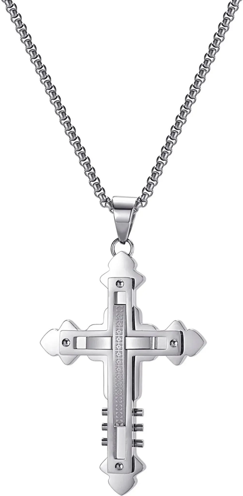 Kette mit Anhänger FIRETTI "Schmuck Geschenk Edelstahl Halsschmuck Halskette Venezianerkette Kreuz", silber (edelstahlfarben), Halsketten, Damen, Edelstahl, L: 60cm