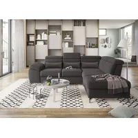 sit&more Ecksofa SIT & MORE "Cabrio L-Form, B: 274 cm, mit Sitztiefen-, Arm- & Kopfteilverstellung", grau (fango), B:274cm H:87cm T:230cm, 100% Polyester, Sofas, Ecksofa, 3 Nierenkissen, Federkern, optional Bettfunktion und Stauraum