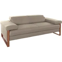 2-Sitzer W.SCHILLIG "finn", braun (stone z59), B:210cm H:71cm T:106cm, Flachgewebe S22 (100% Polyester);Stoff S37 (100% Polyester);Longlife Xtra-Leder Z59: Glattleder mit modischer Prägung. Hautstärke 0, 9 - 1, 1 mm, Sofas, German Design Award 2016, Fußgestell Nussbaum natur, Breite 210 cm