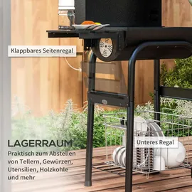 Outsunny Holzkohlegrill Grillwagen schwarz