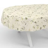 ANRO Wachstuchtischdecke abwaschbar Oval 180 x 140 cm Beige