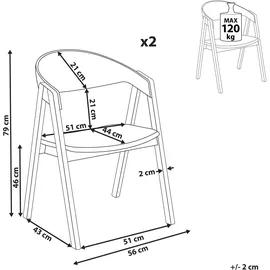 Beliani Esszimmerstuhl 2er Set YUBA