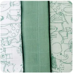xkko Baumwollwindeln Alte Zeiten Organic 3er-Set Granite Green 3 St