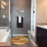 ANRO Badematte Weichschaummatte Bad- und Duschvorleger Teppich Antirutsch Badläufer Holz Diele Braun Rund 65cm