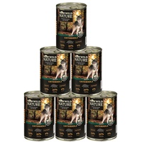 Dehner Wild Nature Hundefutter Unterholz, Nassfutter getreidefrei / zuckerfrei, für ausgewachsene Hunde, Rind / Wildschwein / Lamm, 6 x 400 g Dose (2.4 kg)