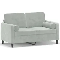 vidaXL 2-Sitzer-Sofa mit Zierkissen Hellgrau 120 cm Samt