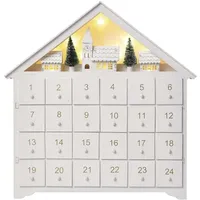 EMOS LED Holz-Adventskalender, 35x33 cm, 2x AA, innen, warmweiß, Timer