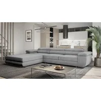 Goldstoff Ecksofa mit Schlaffunktion und Bettkasten VENUS TWIN - Ecksofa mit Federkern, Eckcouch Grau - Grau