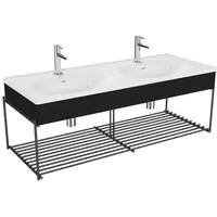 Vitra Equal Doppelmöbelwaschtisch-Set 64100 132,5x52cm, mit Möbelwaschtisch asymmetrisch, weiß,
