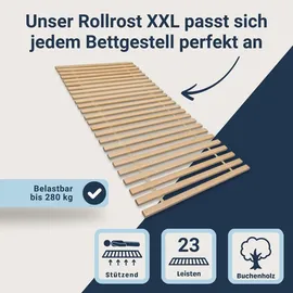 Betten-ABC Madera XXL Rollrost mit 23 stabilen Leisten aus Buchenholz 100 x 200 cm