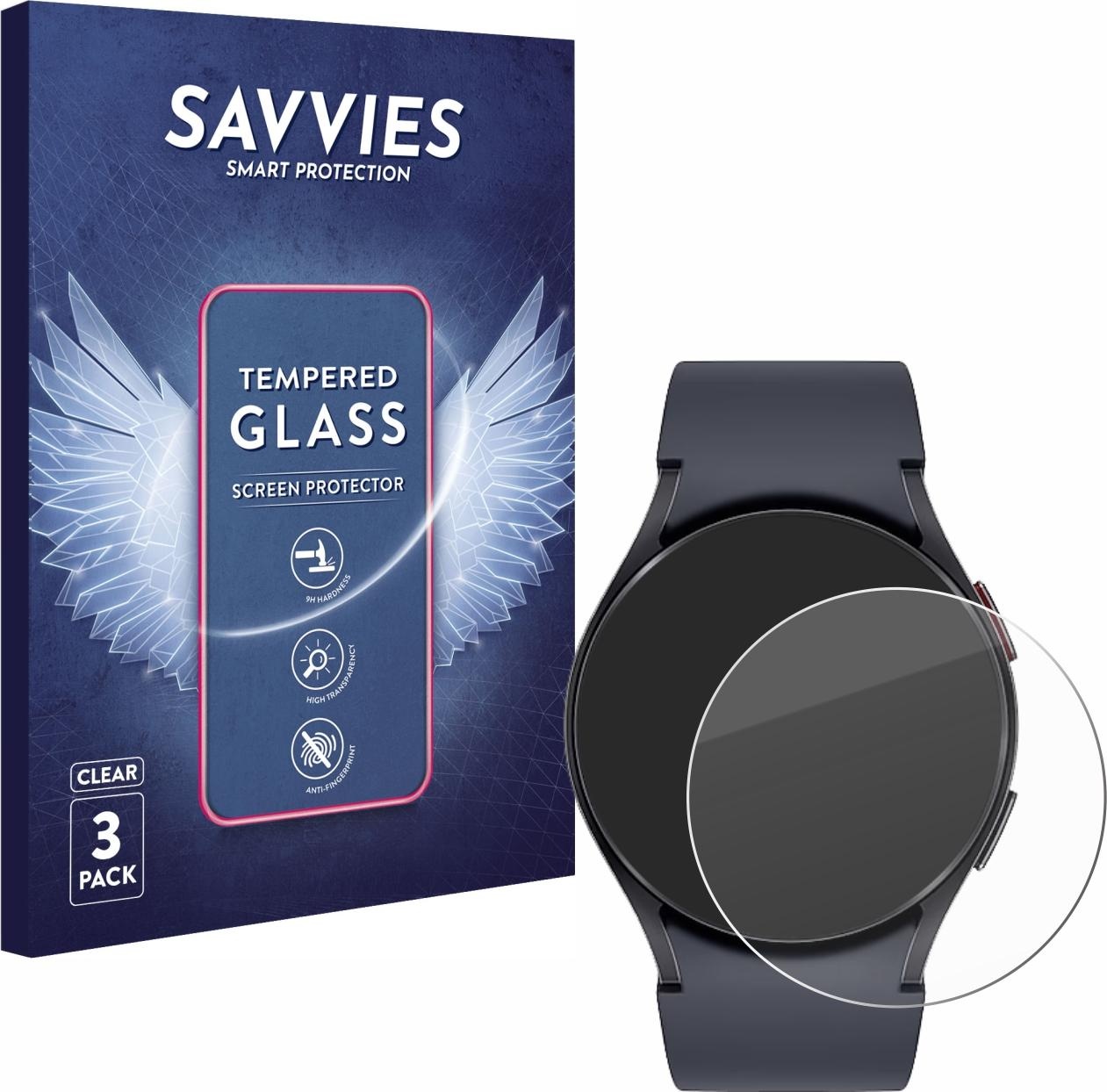 Savvies Panzerglas Schutzglas Displayschutz, Smartwatch Schutzfolie, Transparent