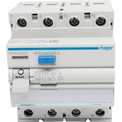 HAGER CDA440D FI-Schalter 4-polig 40A 30mA Typ A 6kA RCD RCCB