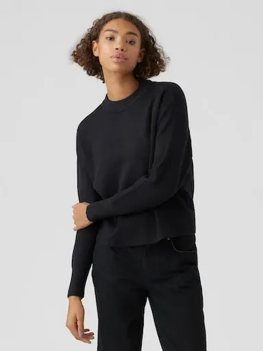 Vero Moda Rundhalspullover »VMGOLD NEEDLE LOOSE LS O-NECK BLOUSE« Vero Moda Black XS (34)