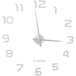 Relaxdays DIY Wanduhr, 3D-Zahlen, Uhr Wandtattoo zum Aufkleben, einfache Installation, Größe variabel, modern, silber