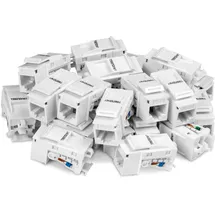 TRENDNET TRENDnet, TC-K25C6, Cat6 Keystone-Buchse, 25er-Paket, 90°-Winkelanschluss, farbcodierte Beschriftung, vergoldete Kontakte, werkzeugloses Design, weiß