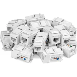 TRENDNET TRENDnet, TC-K25C6, Cat6 Keystone-Buchse, 25er-Paket, 90°-Winkelanschluss, farbcodierte Beschriftung, vergoldete Kontakte, werkzeugloses Design, weiß