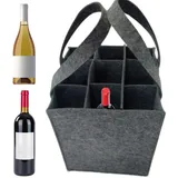 Generisch Flaschentasche 9 Fächer – Tragetasche Aus Filz – Faltbarer Flaschenträger Mit Trennwänden – Flaschen Einkaufstasche Für Wasserflaschen, Wein Und Bier