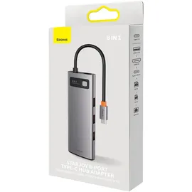 Baseus StarJoy USB-C zu USB-C PD 3x USB-A HDMI RJ-45 / SD TF Grau,