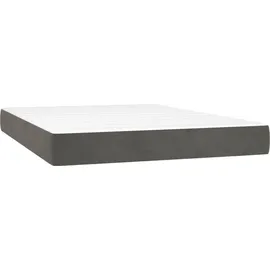 vidaXL Boxspringbett mit Matratze & LED Dunkelgrau 140x200 cm Samt